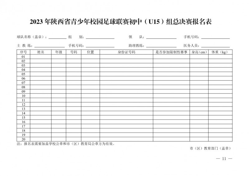 陕西省教育厅办公室 陕西省体育局办公室关于举办2023年陕西省青少年校园足球初中（U15）高中（U18）联赛的通知（陕教体办[2023]24号）(3)_11